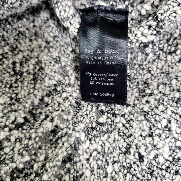 Rag & Bone Black White Sweater Open Knit Boxy Relaxed Women's Size Medium Casual - Picture 9 of 16